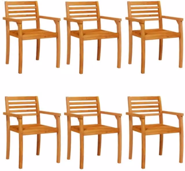 Berkfield Home Set of 6 Modern Acacia Wood Garden Chairs in Tan, W/D/H: 59 x 55 x 85 cm