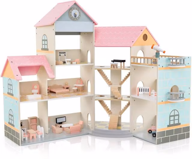 Costway Pink Corner Dollhouse Playset