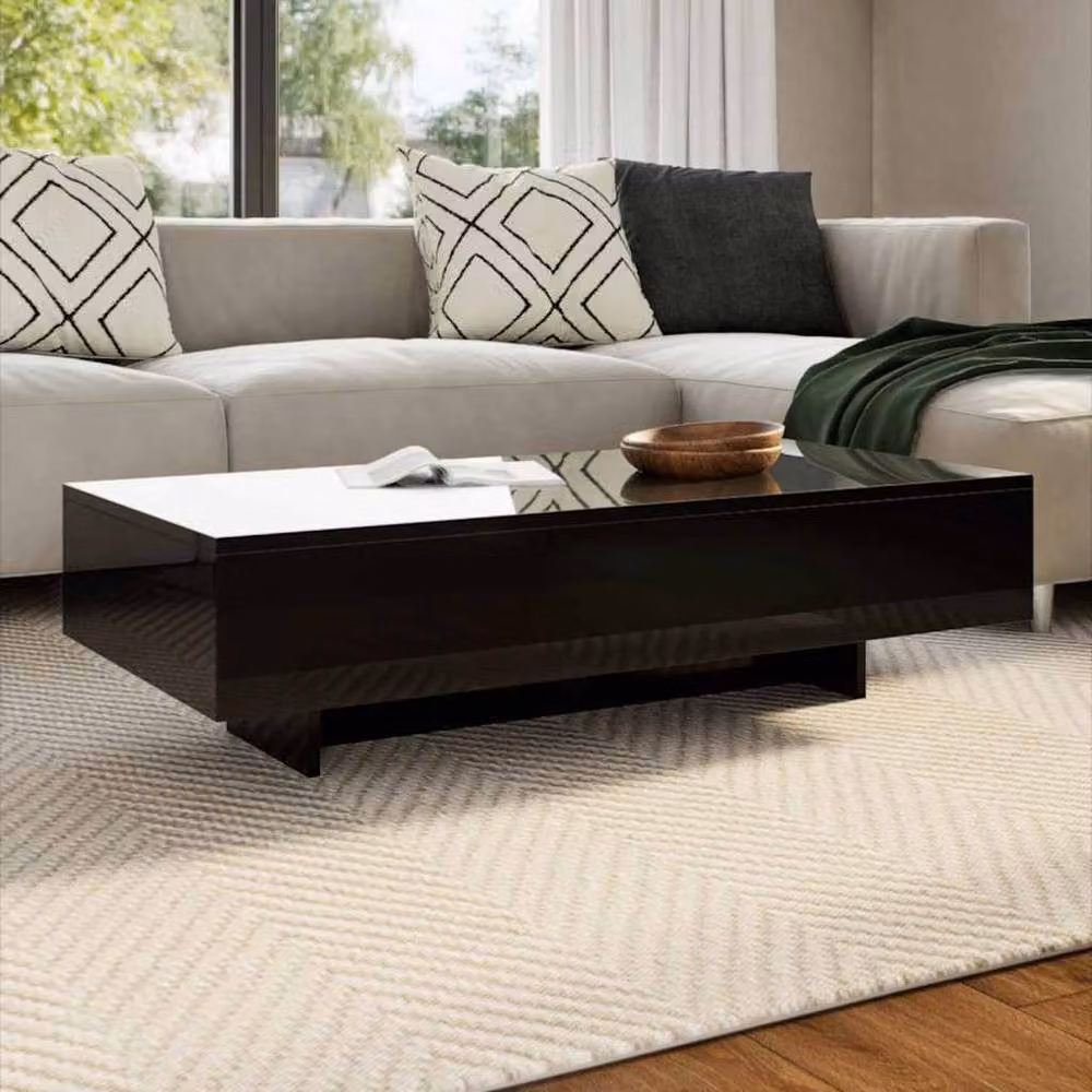 Berkfield Home Modern Rectangular Coffee Table in High Gloss Black – 2