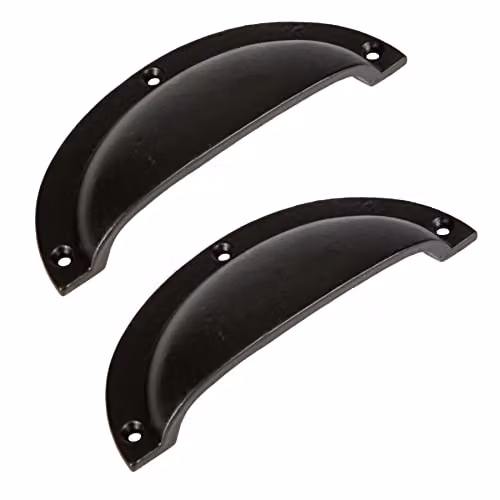 Hammer & Tongs Matt Black Iron Curved Cabinet Drawer Pull, Pack of 2 – 2