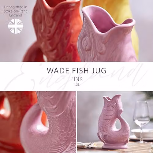 Wade Fish Ceramic Jug, Pink, 1.2 l – 2