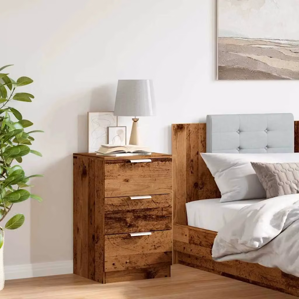 Berkfield Home Bedside Cabinet in Brown Old Wood, W/D/H: 40 x 36 x 65 cm – 3
