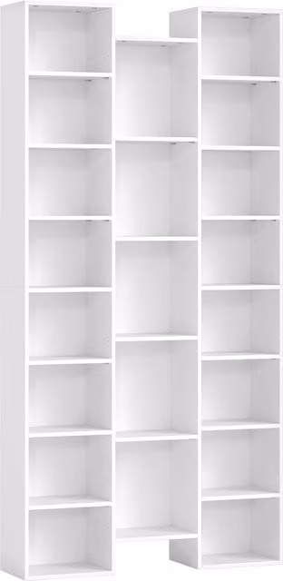 HOMCOM 21-Compartment White Wood Cube Bookshelf with Adjustable Shelves and Back Panel