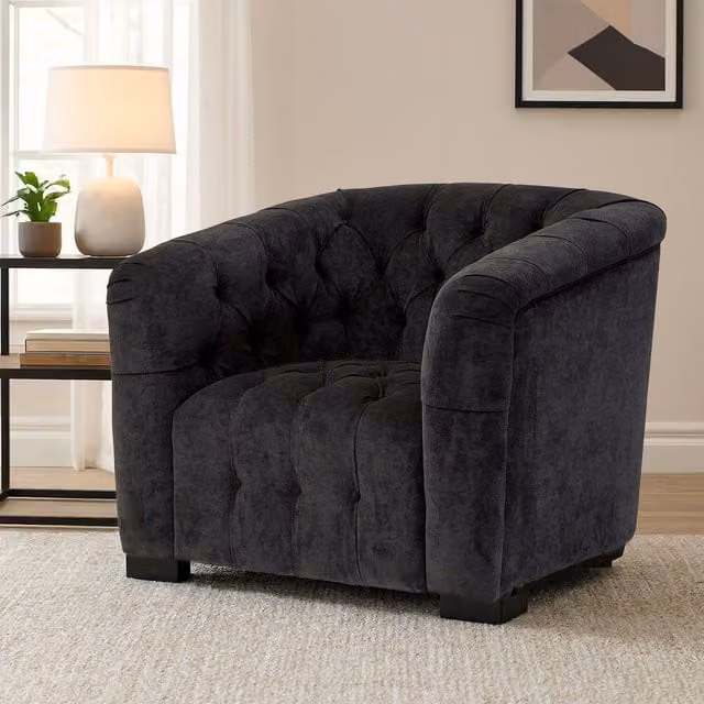 Fifty Five South Modern Black Fabric Tub Armchair