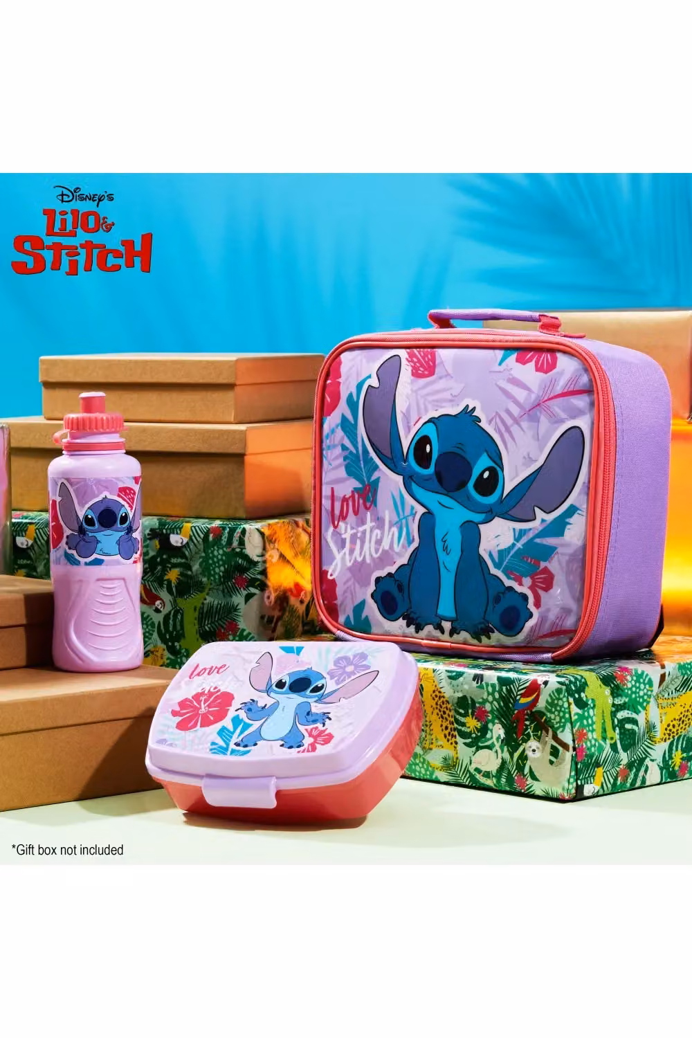 Disney Stitch 3 Piece Insulated Kids Lunch Set with 430ml Water Bottle, Multicolour, BPA Free – 4