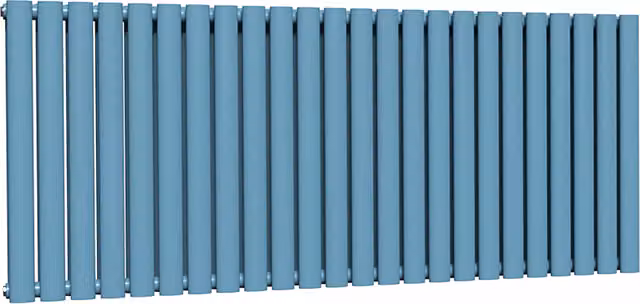 Lux Heat Oval Horizontal Coloured Double Radiator in Blue, W: 60.0 cm, H: 144.0 cm