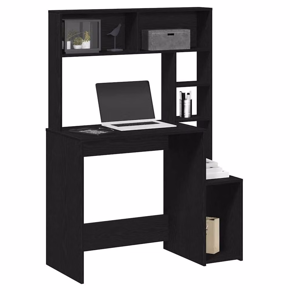 Berkfield Modern Computer Desk in Black with Shelves, W/D/H: 100 x 45 x 140 cm – 2