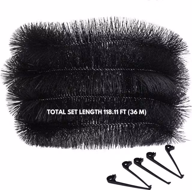 NOVECRAFTO Gutter Brush Pack with Leaf Guard and 5 Clips, Black