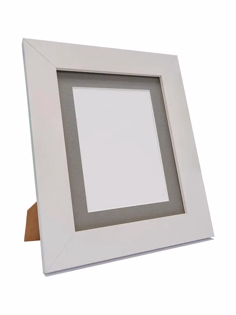 Frames & Mirrors 4U Metro White Rectangular Picture Frame with Dark Grey Mount for A4 Images – 2