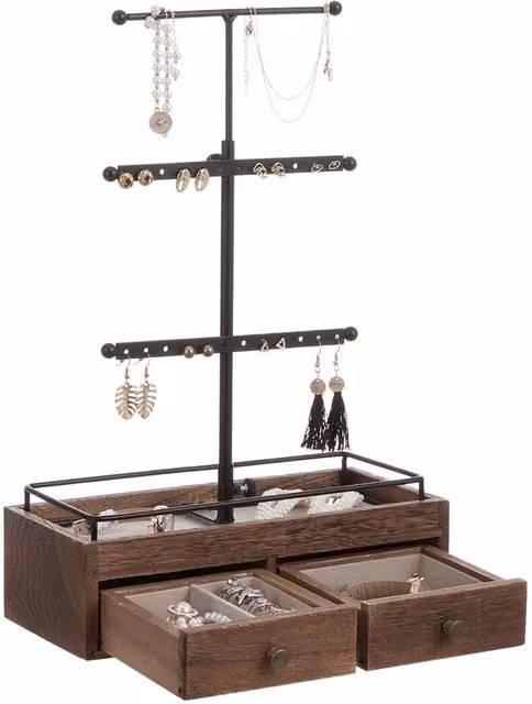 Komore Freestanding Brown Wood Jewellery Display Stand