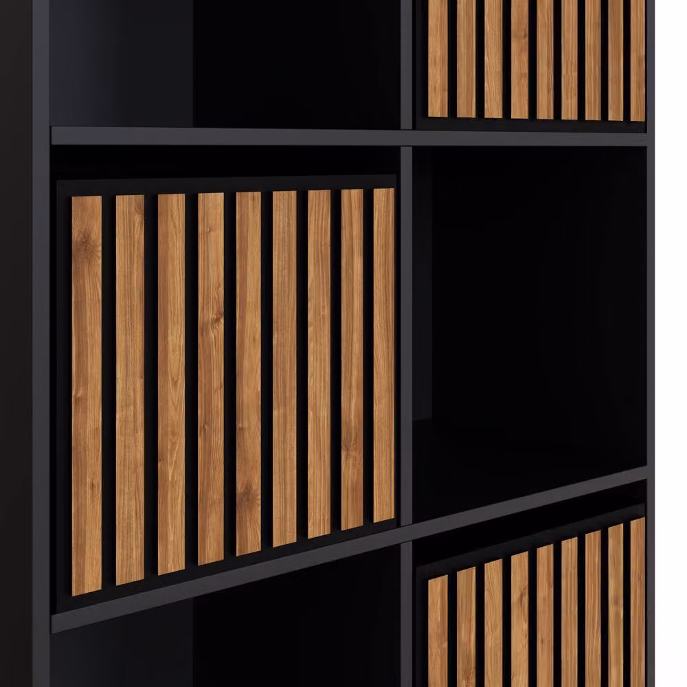 GFW Kube 2x3 Modern Shelf Storage Cube in Black and Walnut – 4