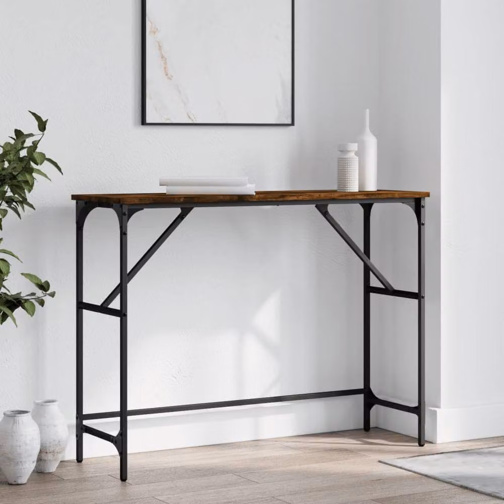 Berkfield Home Smoked Oak Console Table in Brown, W/D/H: 100 x 32 x 75 cm – 2