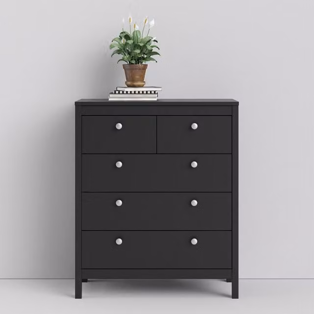 Furniture To Go Madrid 5-Drawer Chest in Black