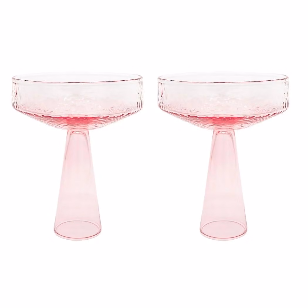 Brut Homeware Claude Champagne Cocktail Glass Set of 2, Pink