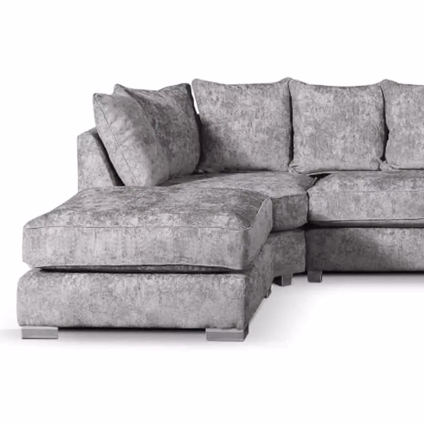 Furnishings For Less UK Bishop U-Shape 5 Seater Fabric Sofa in Grey Alaska Fabric with Scatter Cushions and Matching Ottoman – 2