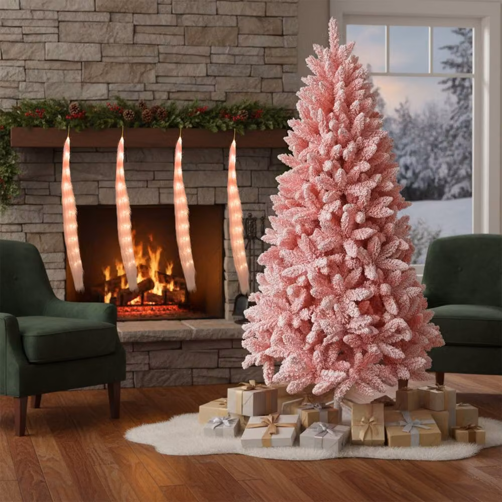 Shatchi Pink Prelit Pampas Grass Hanging Decoration with Warm White LEDs, 110 cm – 2