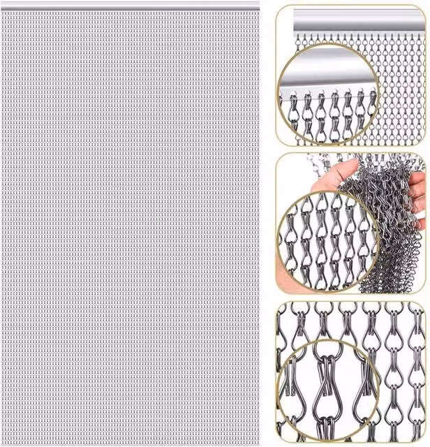 Nordara Heavy Duty Aluminium Fly Screen Door in Silver, W/H: 90.0 x 215.0 cm