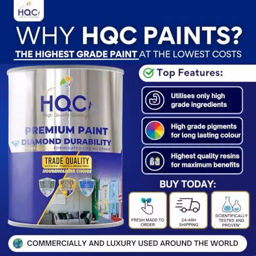 HQC Paints Weather Shield Masonry Paint in Ivory, 5 Litre, Matt Acrylic Dispersion Finish – 4