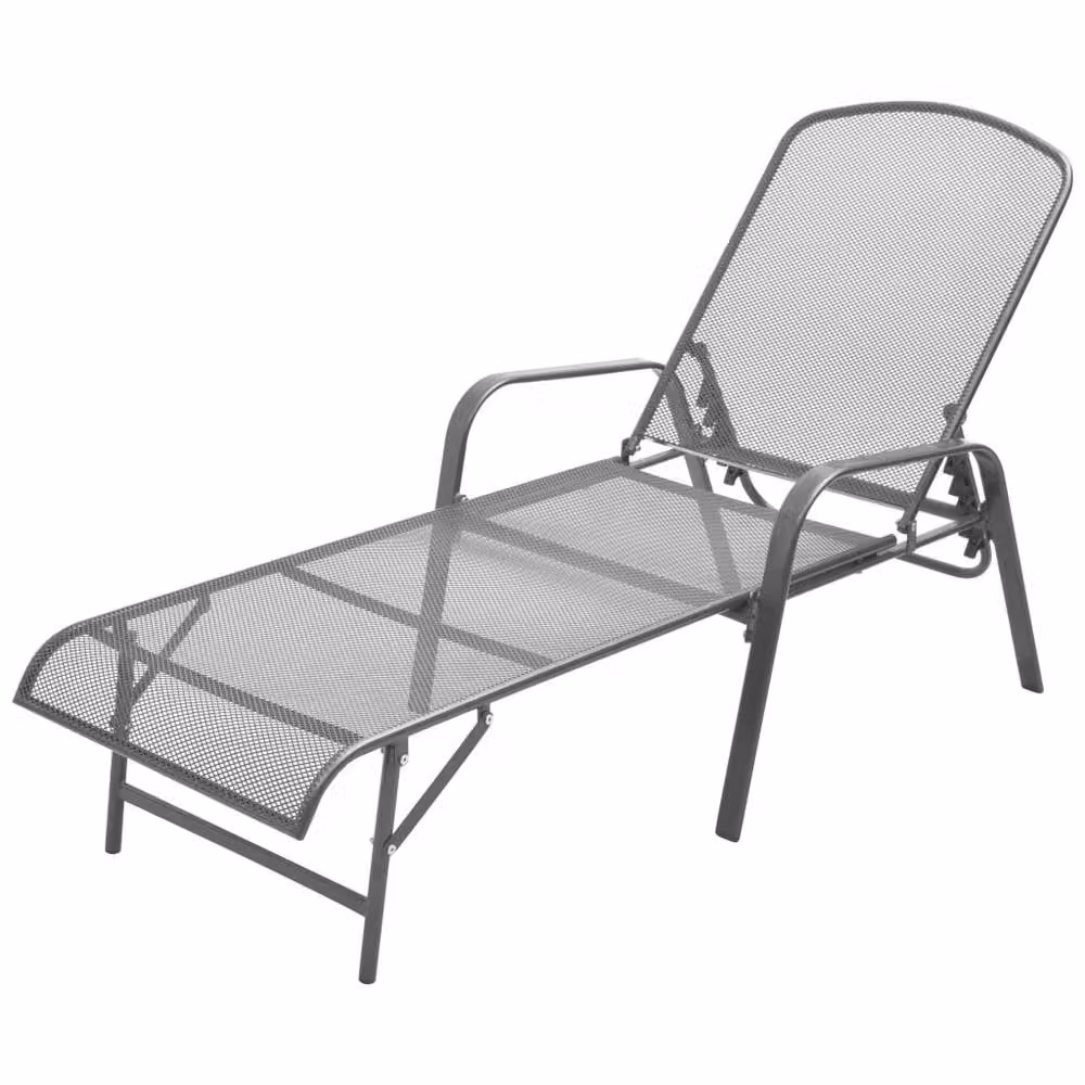 Berkfield Home Sun Lounger in Anthracite Grey Metal, W: 154.0 cm, D: 103.0 cm, H: 66.0 cm – 2