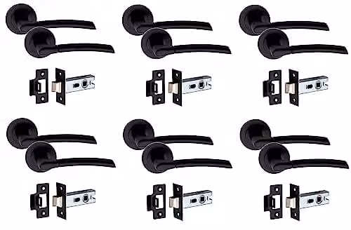Golden Grace Indiana Round Rose Door Handle Latch in Matt Black Finish