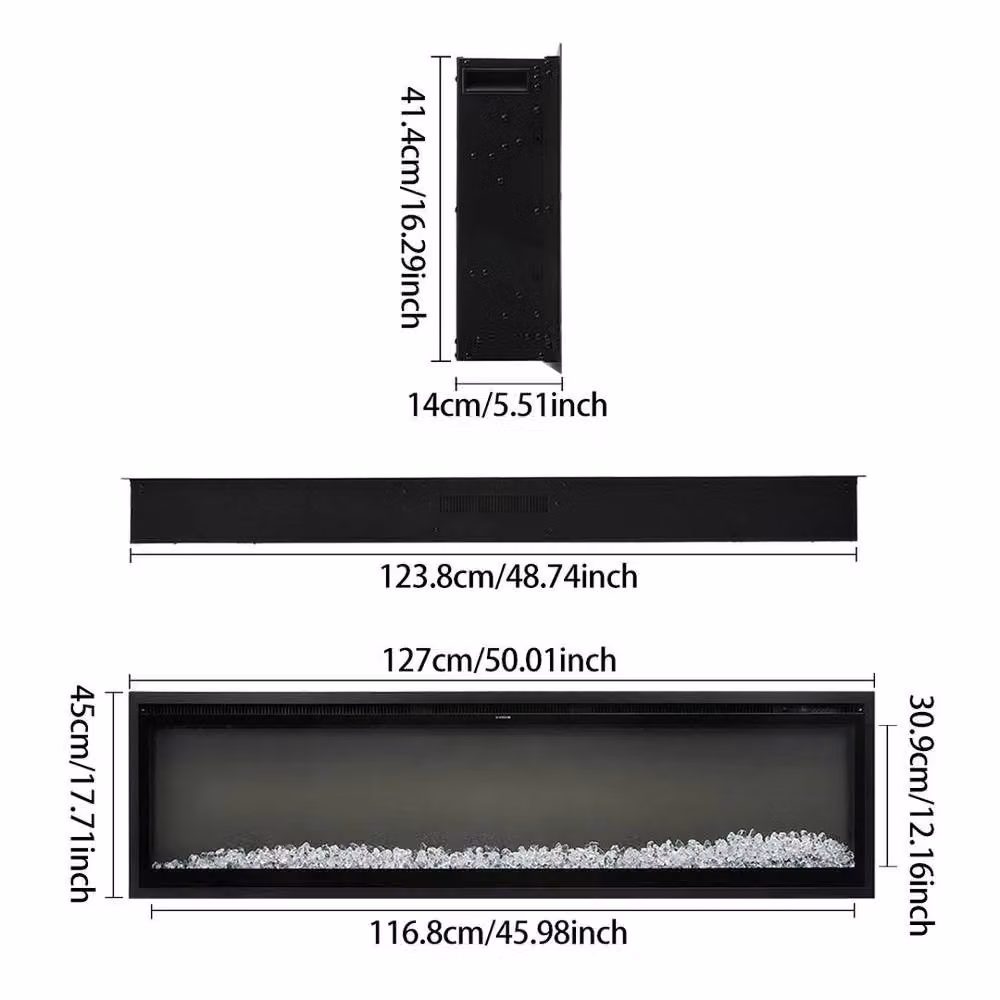 FORGEVIO 50 Inch LED Electric Inset Fireplace in Black – 2
