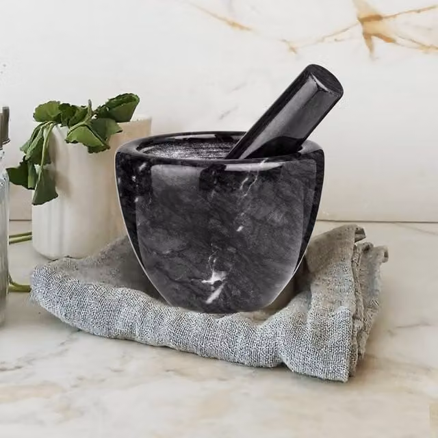 Orsina Black Marble Mortar and Pestle – 1