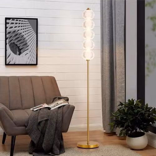 Harper Living Modern LED Floor Lamp in Gold, 20W 2400LM with Foot Switch and Adjustable Colour Temperatures – 3