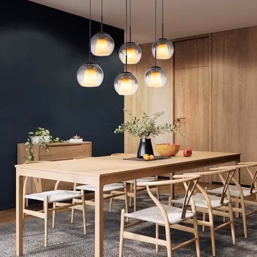 Globo Lighting Modern Suspended Pendant Light with Smoke Black Crystal Glass Spheres and Metal Accents, E27, W/D/H: 120 x 90 x 180 cm – 2