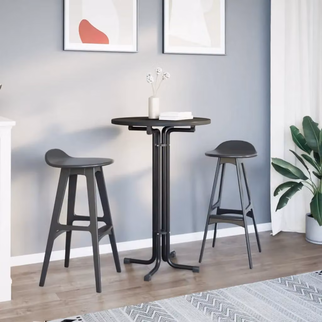Berkfield Home Black Rectangular Dining Table with Matt MDF and Metal Finish, W: 110 cm, D: 70 cm – 3