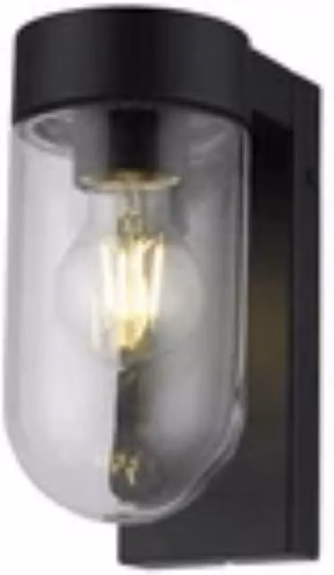 Havendro Modern Black LED Outdoor Wall Light with Transparent Glass, IP44 Rated for Garden and Terrace Use