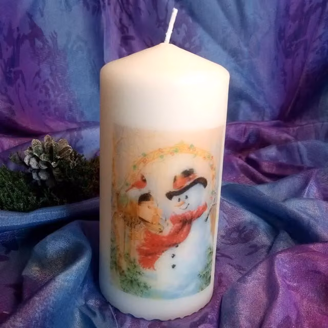 Viki Christmas Snowman Candle in White