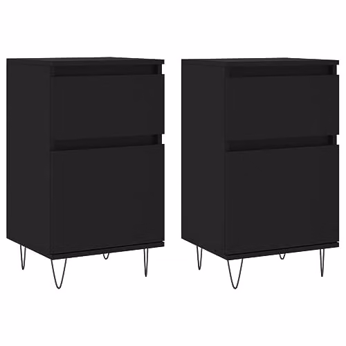 vidaXL Set of 2 Modern Black Sideboards, W/D/H: 40 x 35 x 70 cm – 1