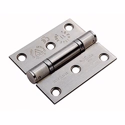Loops Pair of Satin Stainless Steel Ball Bearing Butt Hinges, Silver, W/D/H: 76 x 67 x 2.5 mm