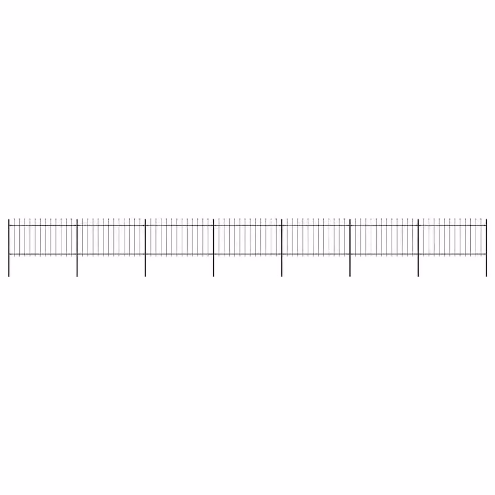 Berkfield Home Elegant Garden Fence with Spear Top, Black Powder-Coated Steel, W: 11.9 m, H: 1.5 m