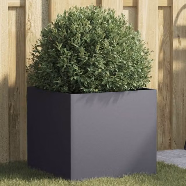 Berkfield Home Anthracite Steel Planter in Black, W: 42 cm, D: 40 cm, H: 39 cm – 1