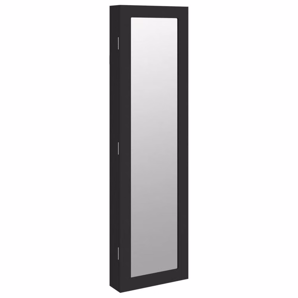 Berkfield Home Wall Mounted Mirror Jewellery Cabinet in Black, W: 30 cm, D: 8.5 cm, H: 106 cm – 2