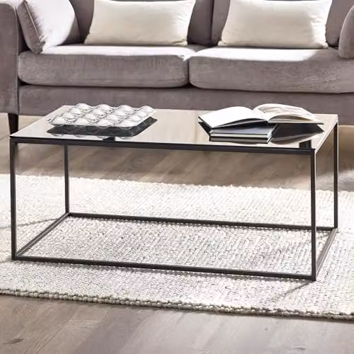 Julian Bowen Chicago Modern Rectangular Coffee Table, Black with Smoked Glass, W: 110 cm, D: 60 cm, H: 45 cm