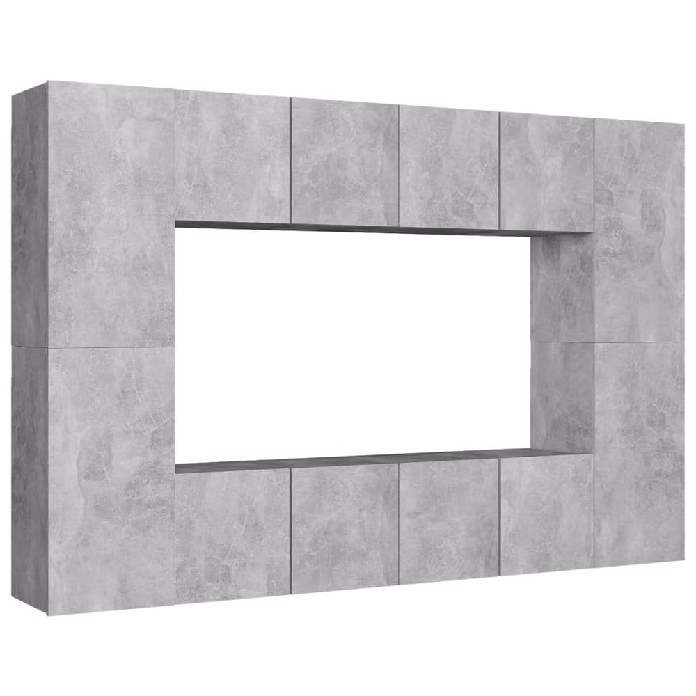 Berkfield Home 8 Piece Modern TV Cabinet Set in Concrete Grey MDF – 1