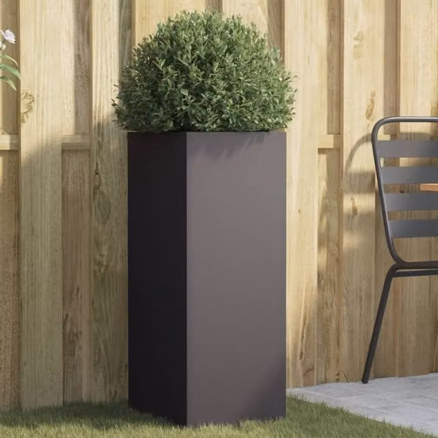 Berkfield Home Steel Planter Tub, Black, W/D/H: 32 x 29 x 75 cm