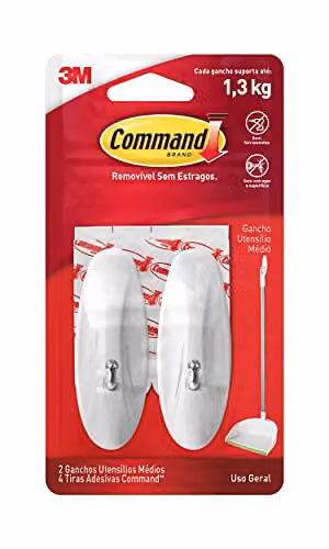 3M Command Medium White Metal Wire Hooks with 4 Adhesive Strips