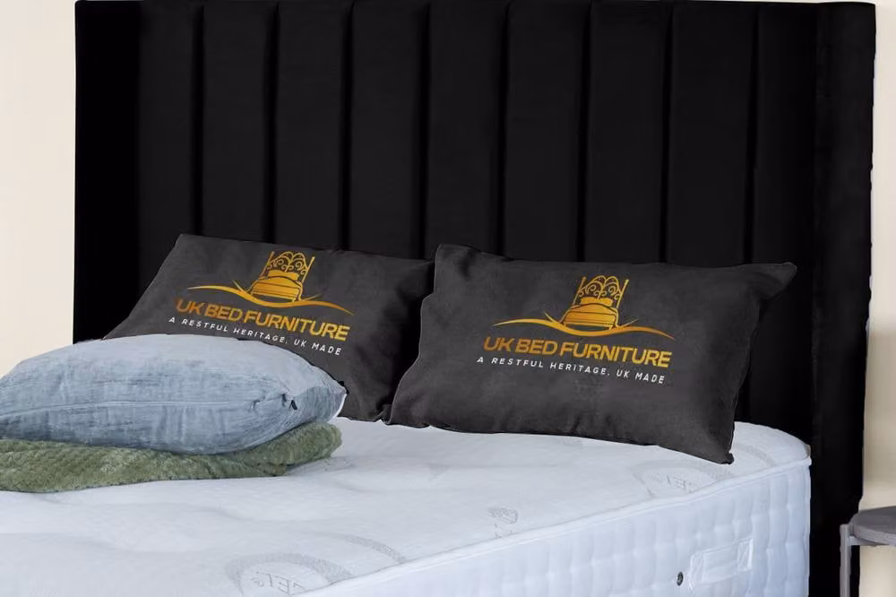 UK Bed Furniture Victoria End Lift Divan Ottoman Bed with 54 Inch Headboard in Black Velvet, W/D: 120 x 200 cm – 2