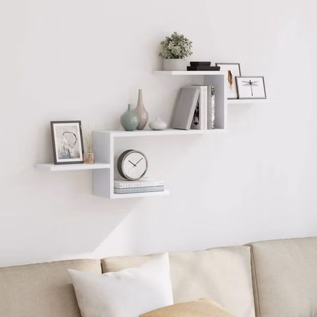Berkfield Home Wall Mounted Shelf in White, W/D/H: 104 x 15 x 49 cm