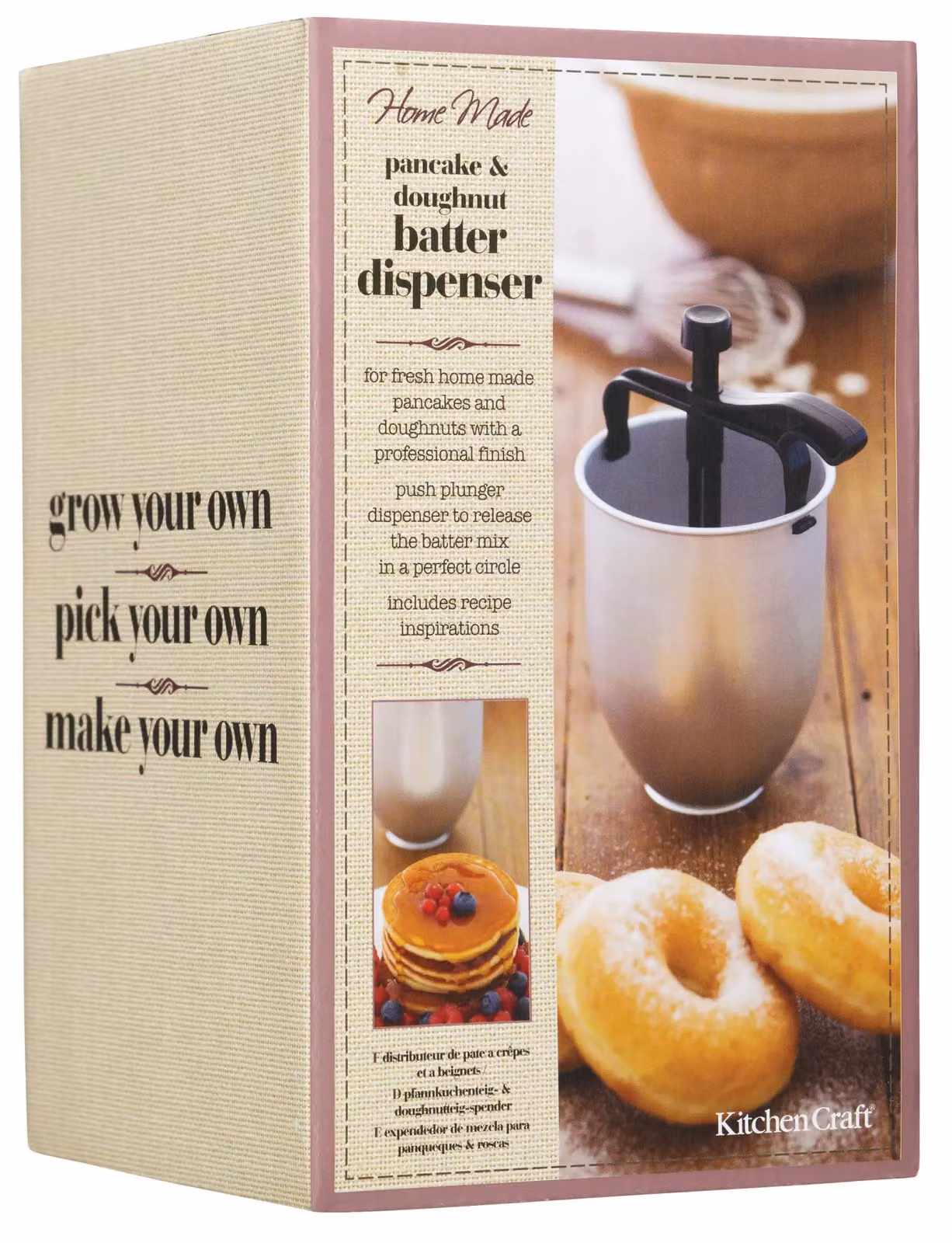 KitchenCraft Non-Stick Metal Pancake and Doughnut Batter Dispenser in Silver, W/D/H: 12.5 x 1 x 17 cm – 3