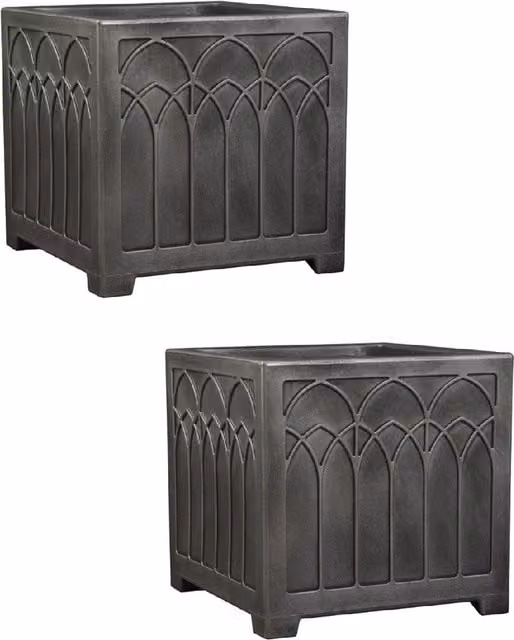 Shop4allsorts Large Gothic Square Planter Tub in Grey Plastic
