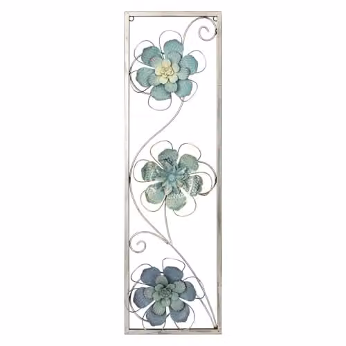 VFM e-Store Modern Floral Metal Wall Art, Multicolour, W: 71 cm, H: 21 cm