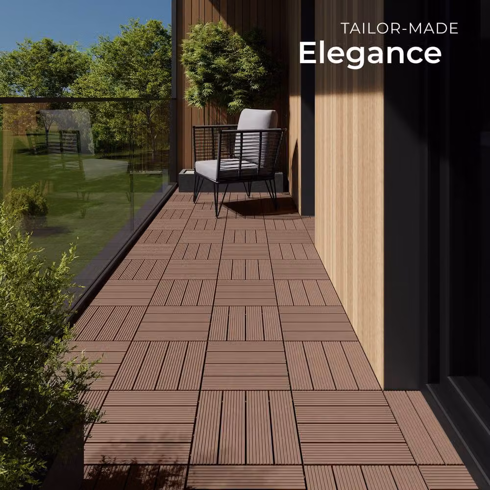 tectake Set of 11 Tegulas Brown Click System Outdoor Plastic Tiles – 7