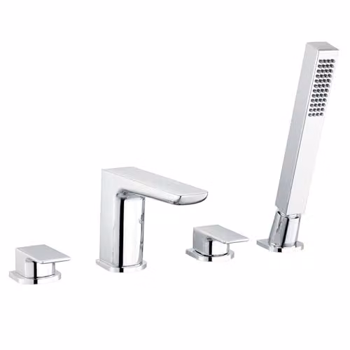 Nes Home Chrome Bath Filler Mixer Tap with Shower Handset and Two Handles