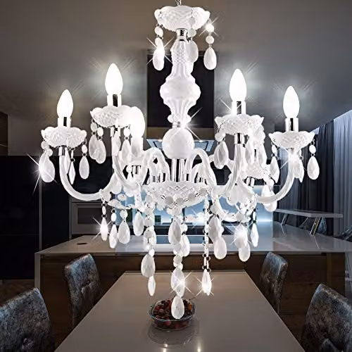 Globo Lighting Cuimbra I Acrylic Suspended Ceiling Light in White with 6 x E14 Sockets – 2