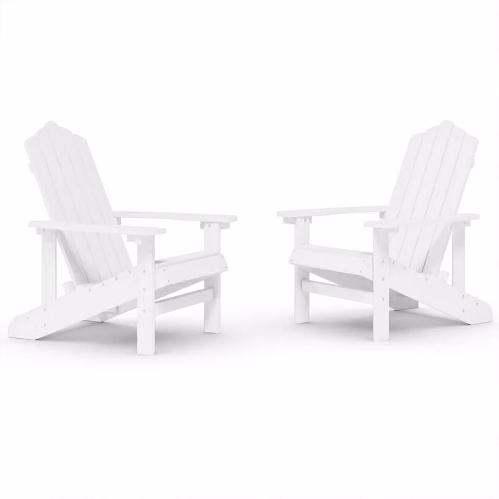 Berkfield Home Garden Adirondack Chairs, 2 Piece Set, White HDPE Plastic – 2