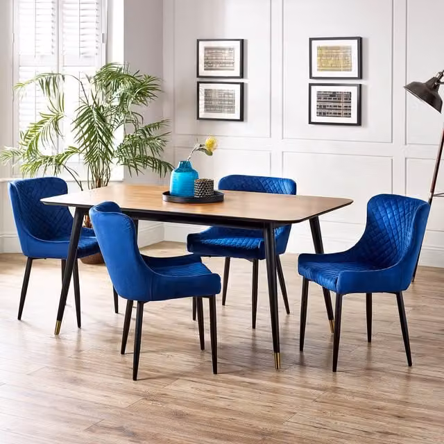 Julian Bowen Retro Rectangular Dining Table and Chairs Set in Blue